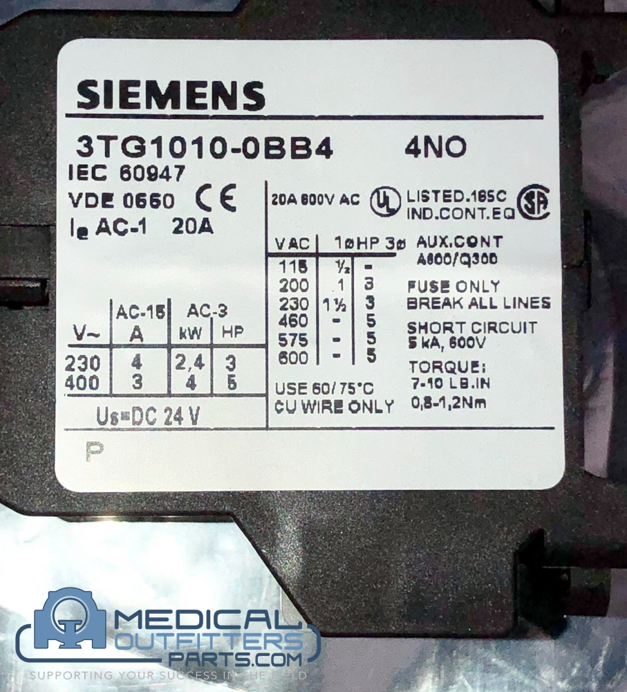 Siemens Sirius Small Contact DC 24V, 4NO, 20A, PN 3085149, 3TG1010-0BB4
