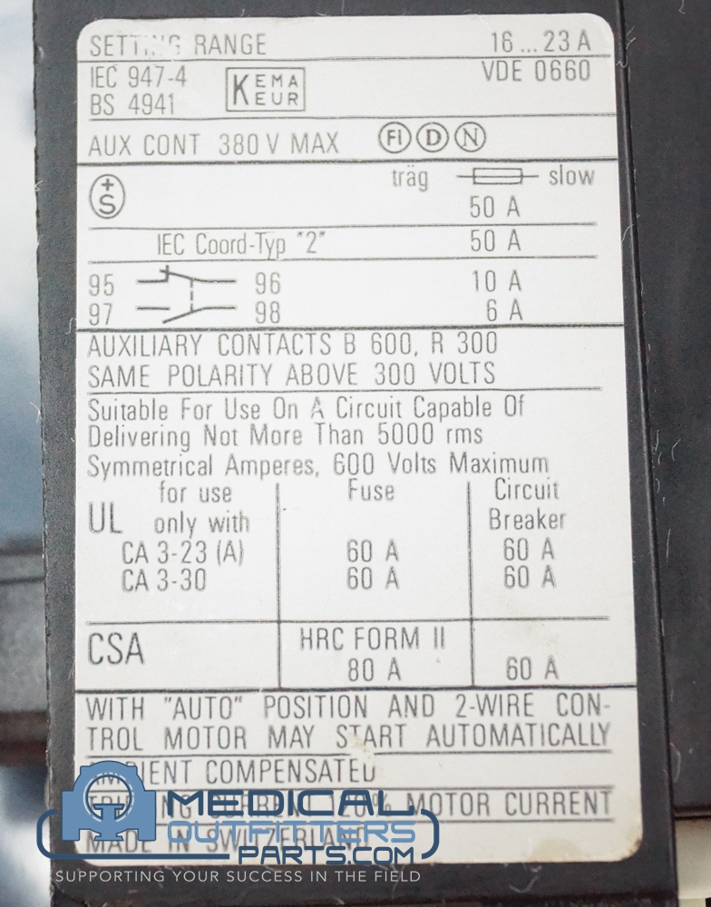 Sprecher & Schuh Overload Relay, 16-23 Amp, PN CT 3-23