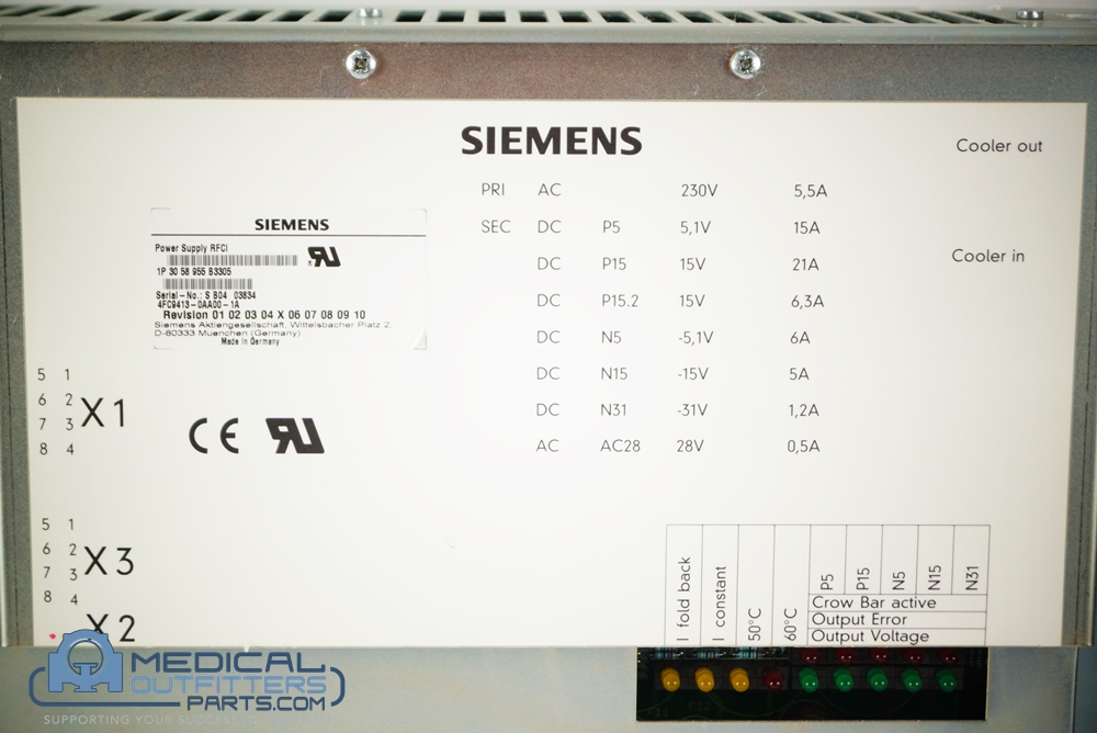 Siemens MRI AC-DC IN230V OUT+/-5/15V, -31V =D=, PN 3058955