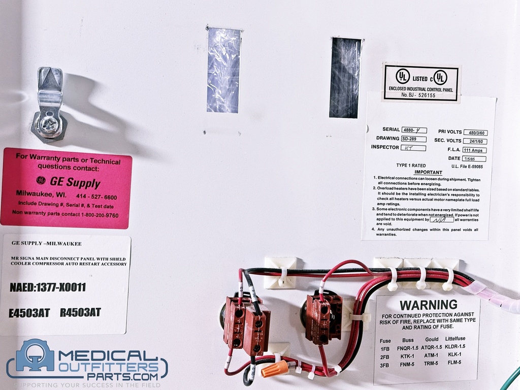 GE MRI Main Disconnect Panel, PN E4503AT