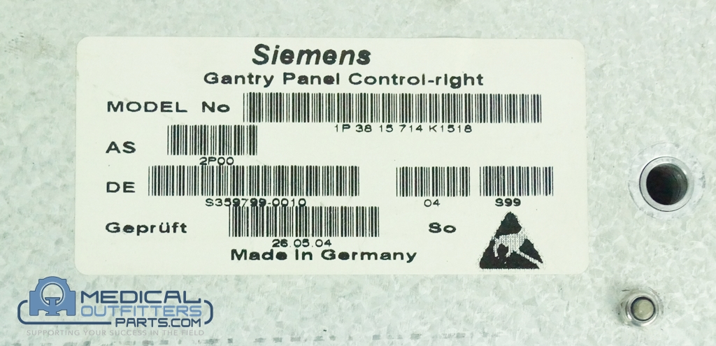 Siemens PET/CT Biograhp/Emotion Gantry Panel Control RT, PN 3815714