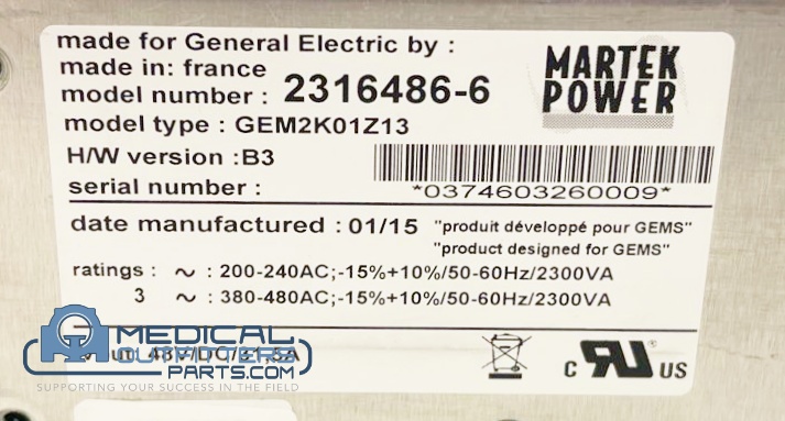 GE Power Supply, PN 2316486-6