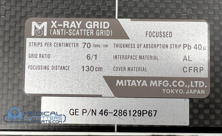 GE X-ray Focused Grid for Portable, PN 46-286129P67