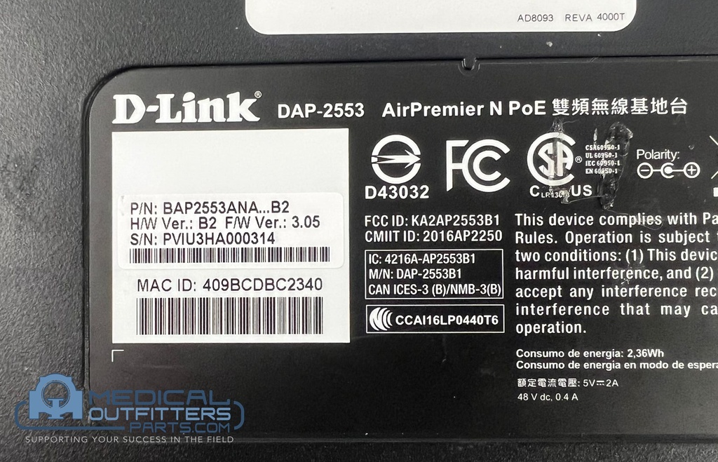 Carestream D-Link Access Point, PN BAP2553ANA