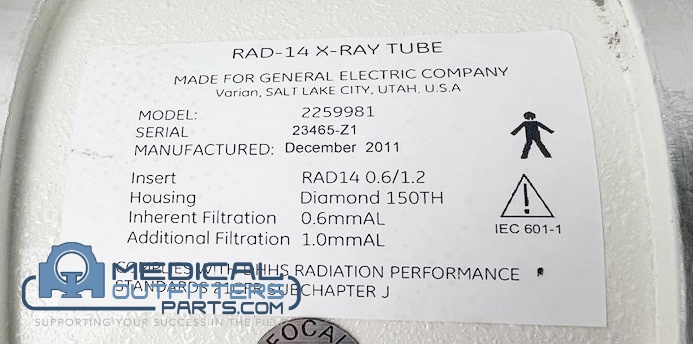 GE Proteus X-Ray tube VAR RAD14 0612 Diameter 54 90, PN RAD-14