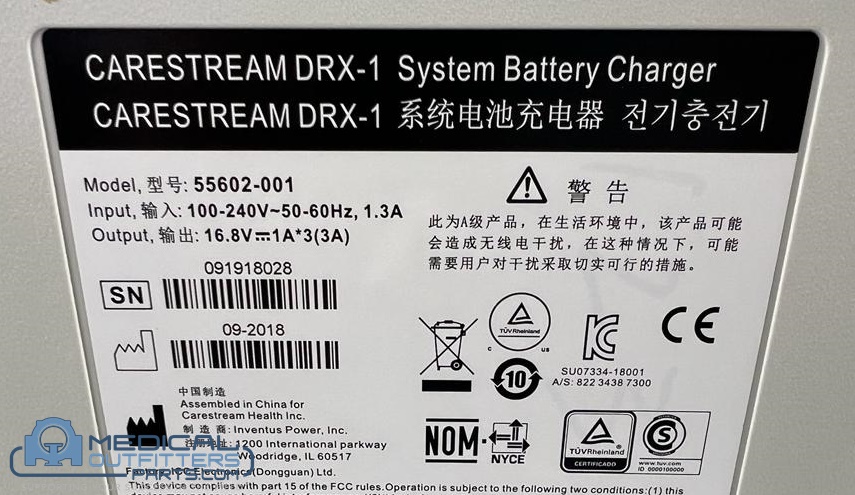 Carestream DRX-1 Battery Charger, PN SP6H7400B, SPAF1769 