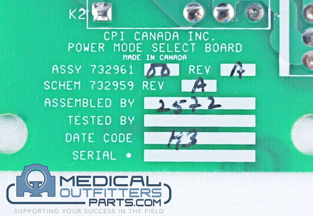 Carestream X-Ray Generator Power Mode Select Board, PN 732961-00