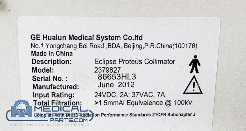 GE X-Ray Proteus Eclipse Collimator, PN 2379827