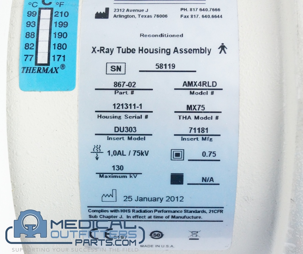 GE X-Ray AMX4RLD Tube Housing Assembly, PN 867-02