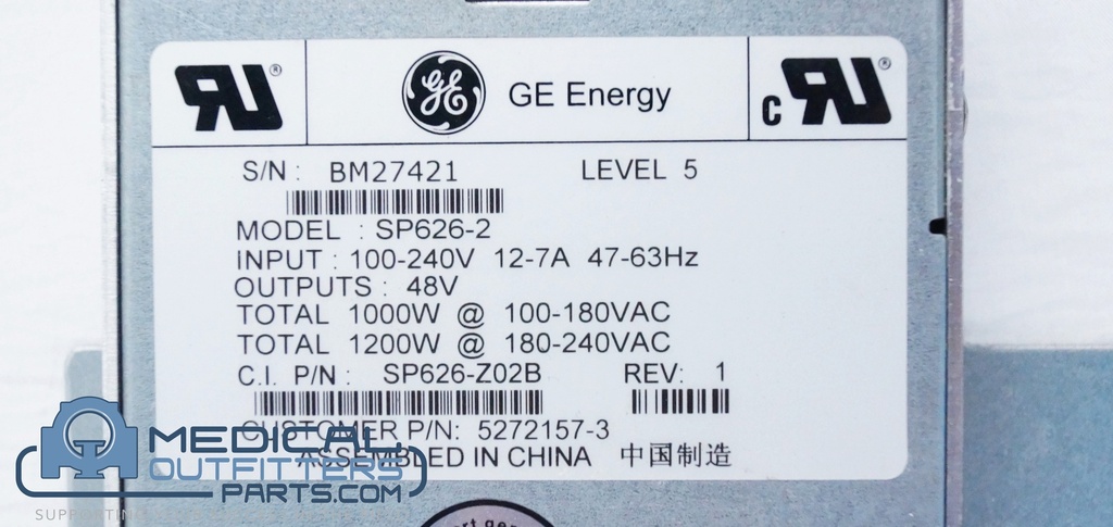 GE CT VCT 48V Power Supply, PN SP626-2