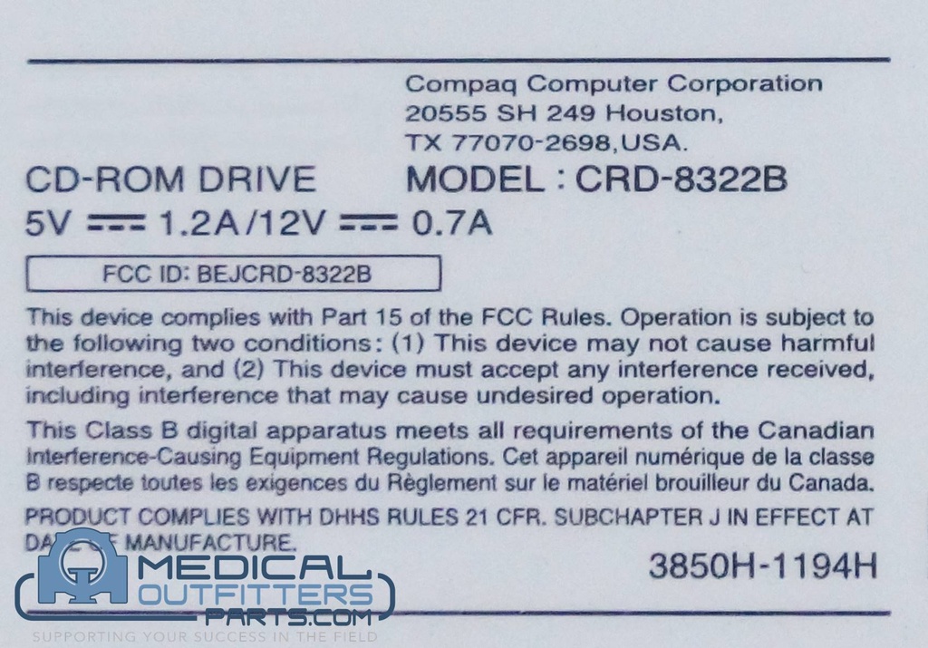 COMPAQ CR-ROM Driver, PN CRD-8322B