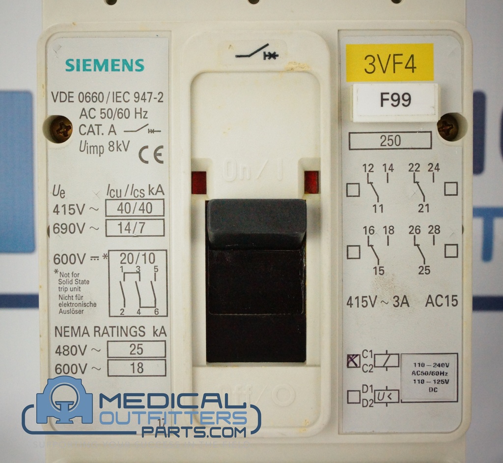 Siemens Circuit Breaker, 3 Pole, 160AMP, 480VAC, PN 3VF4231, 75285226, 75104846