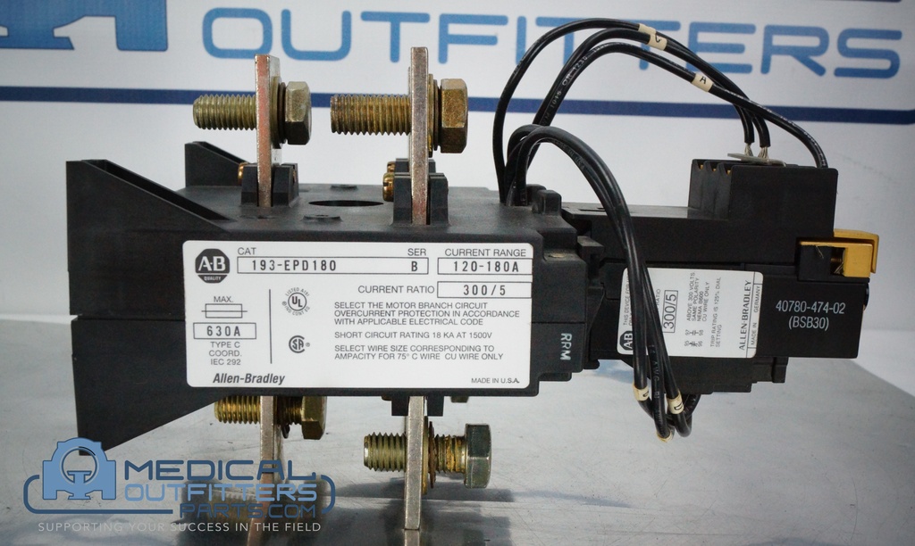 Allen Bradley Overload Rele Bi-Metalic, 120-180 Amp, 300:5 Ratio, 600 V, PN 193-EPD180