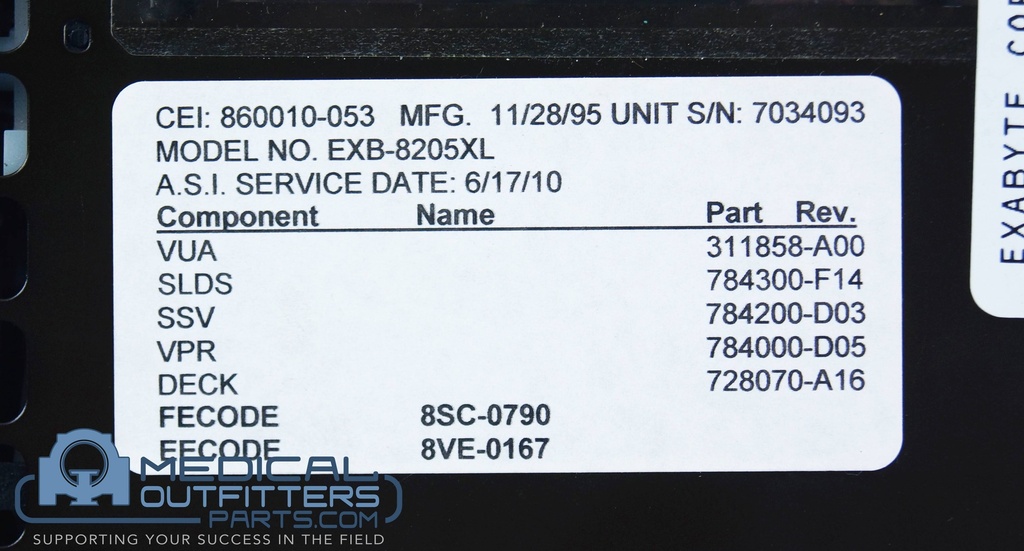 KLA-Tencor Exabyte Tape Drive, PN EXB-8205XL