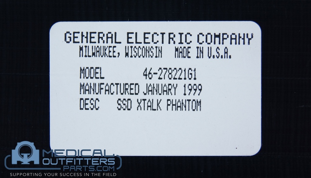 GE CT DX/i SSD XTalk Phantom, PN 46-278221G1