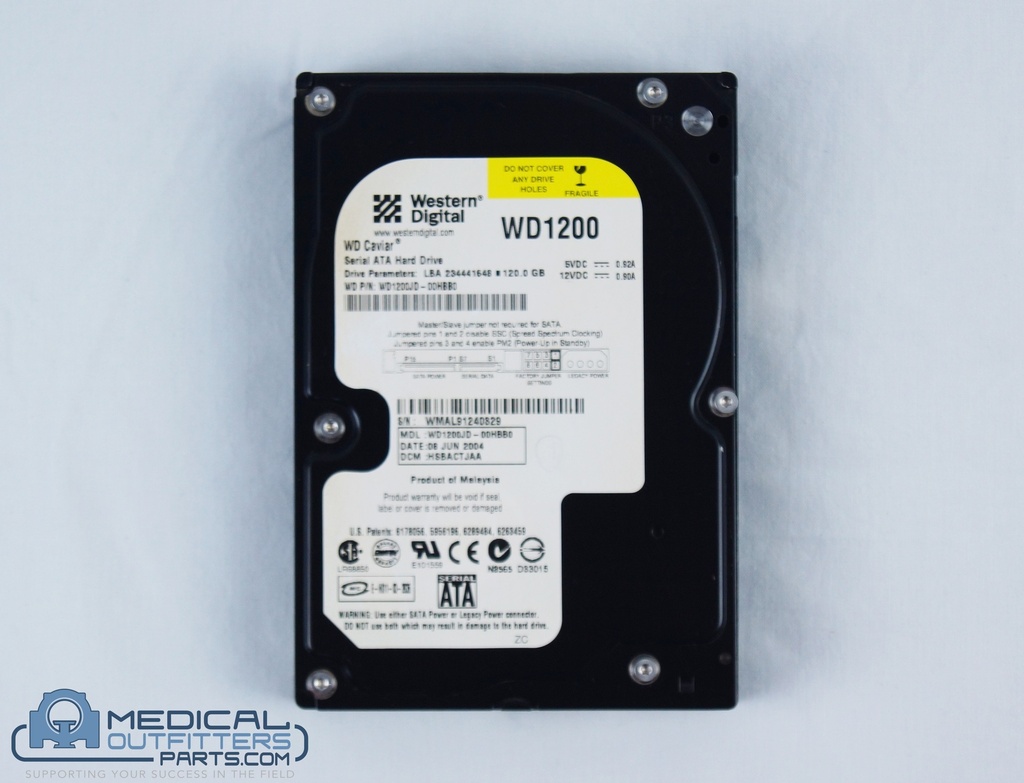 Wester Digital 120GB 7200 RPM 12VDC Sata 3.5" HDD, PN WD1200JD-00HBB0