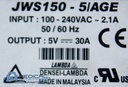 GE CT LightSpeed Pro 16 Power Supply 5V 30A Lambda, PN JWS150-5/AGE