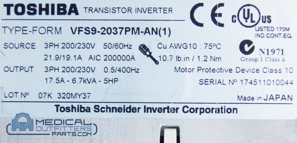 Toshiba CT Aquilion 64 Transistor Inverter, PN VF-S9