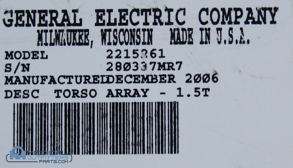 GE Signa MRI Coil Torso Array 1.5T Assembly Cable, PN 2215261,2215748-2 