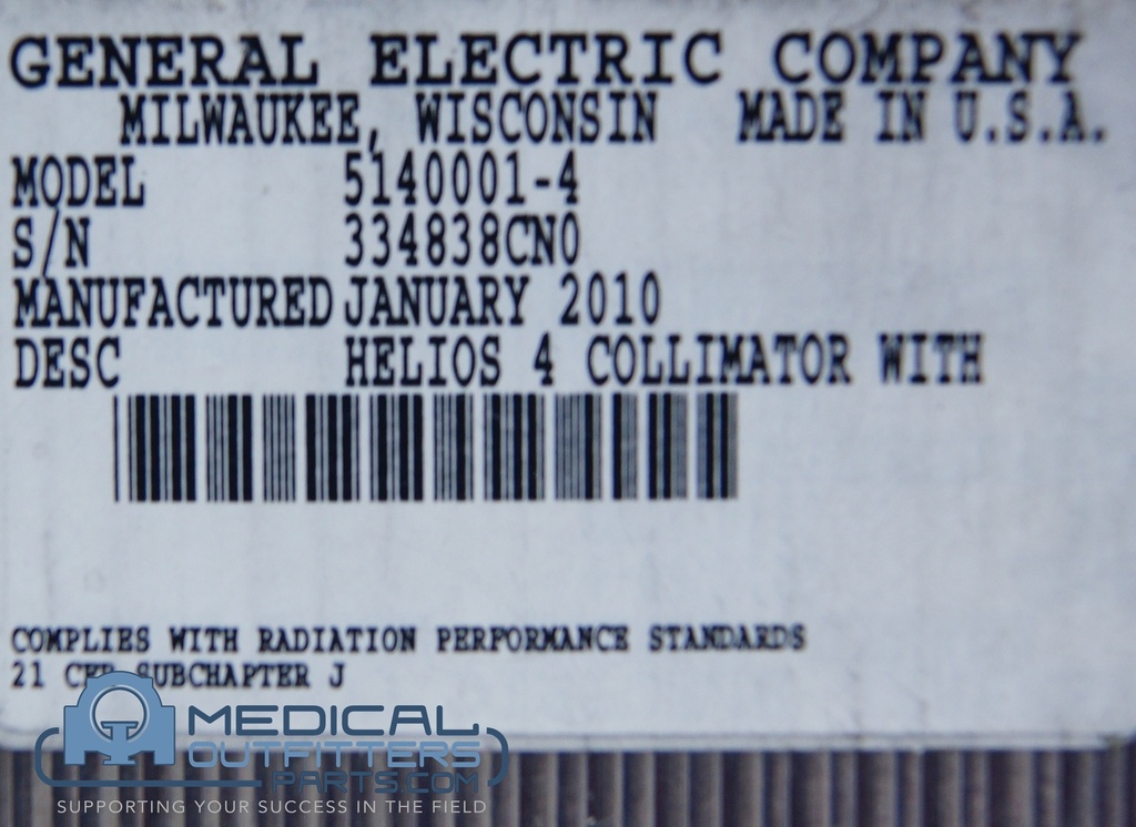 GE CT LightSpeed Pro16 Collimator Helios 4 With, PN 5140001-4