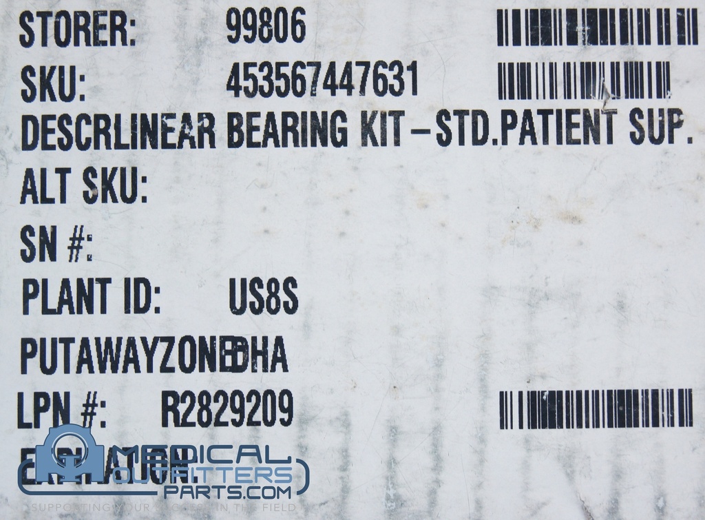 Philips CT Descr Linear Bearing Kit-STD.Patient Sup, PN 453567447631