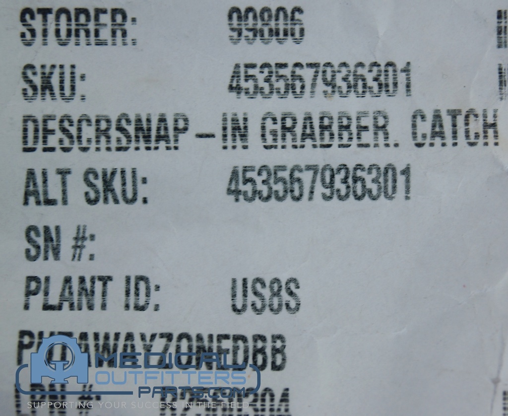 Philips MRI Snap-In Grabber Catch, PN 453567936301