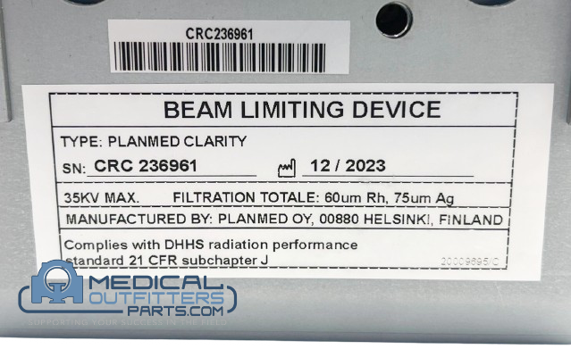 Planmed Clarity Collimator, PN 30036251