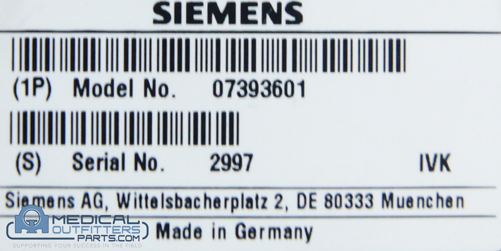 Siemens Somaton Tube Collimator P30, PN 07393601
