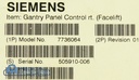 Siemens CT Emotion Gantry Panel Control Right, PN 7736064