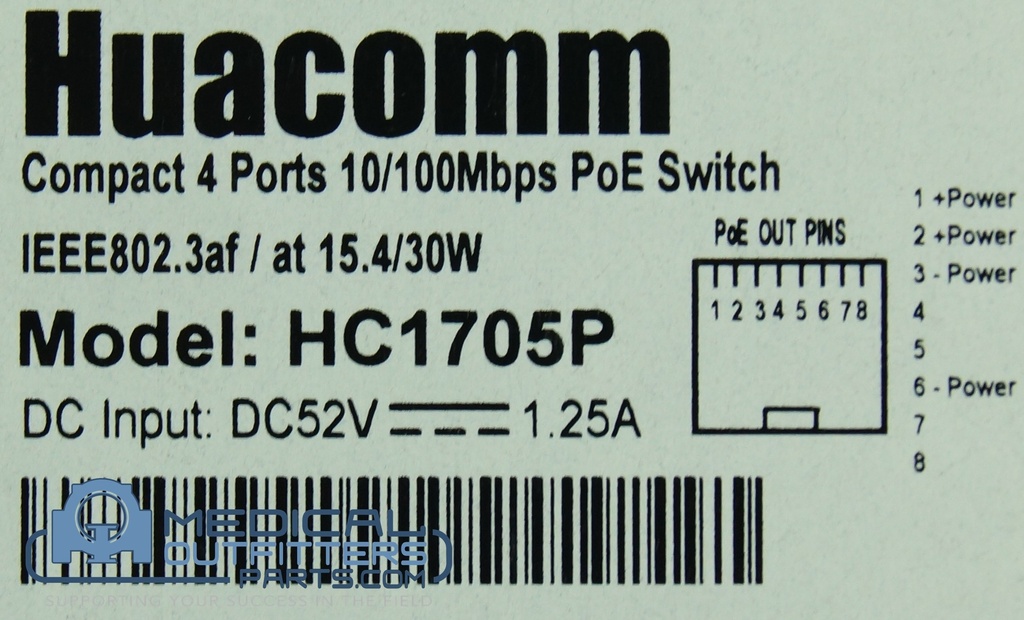 Huacomm Compact 4 Ports 10/100Mbps Poe Switch, PN HC1705P
