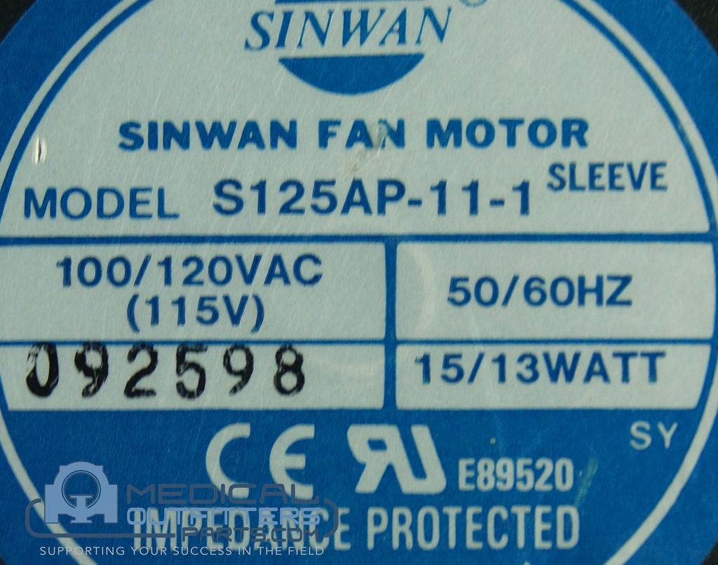 Sinwan Fan Motor 100/120V 15/13W 12025, PN S125AP-11-1