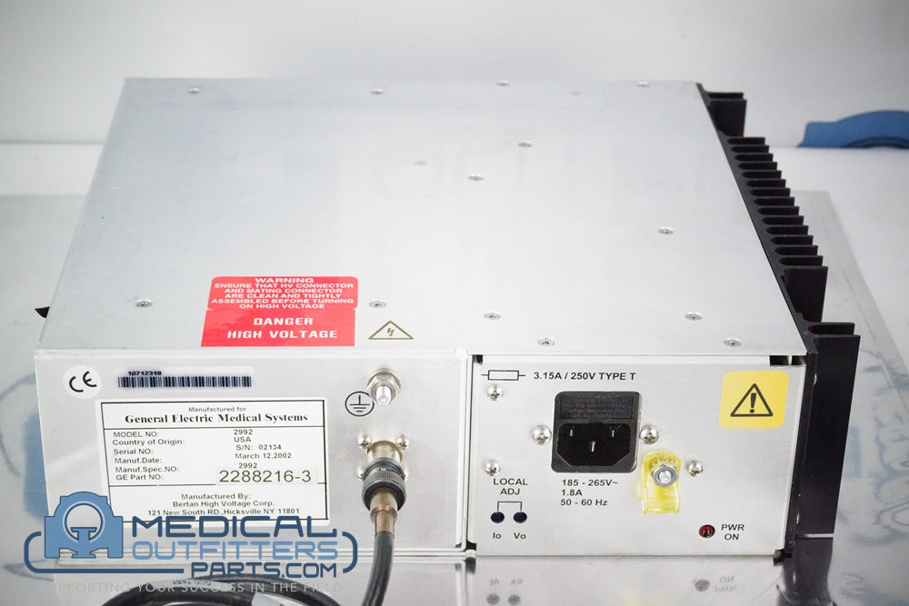 GE Xeleris 2ND NIC Hight Voltage Power Supply, 1500VDC, 230VAC, PN 2288216