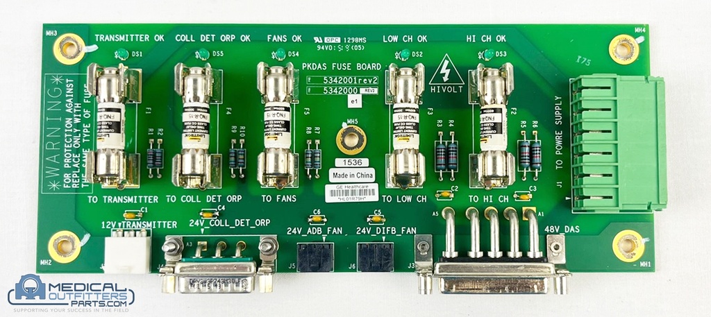 GE CT Brightspeed PANCAKE DAS Power Supply Fuse Board Printed Wiring Assembly, PN 5342000, 5342001