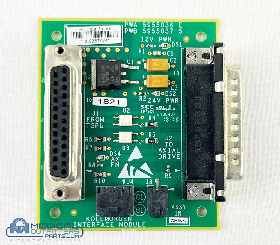 GE CT Brightspeed Kollmorgen Interface Module Printed Wire Assembly (PWA), PN 5955036, 5955037