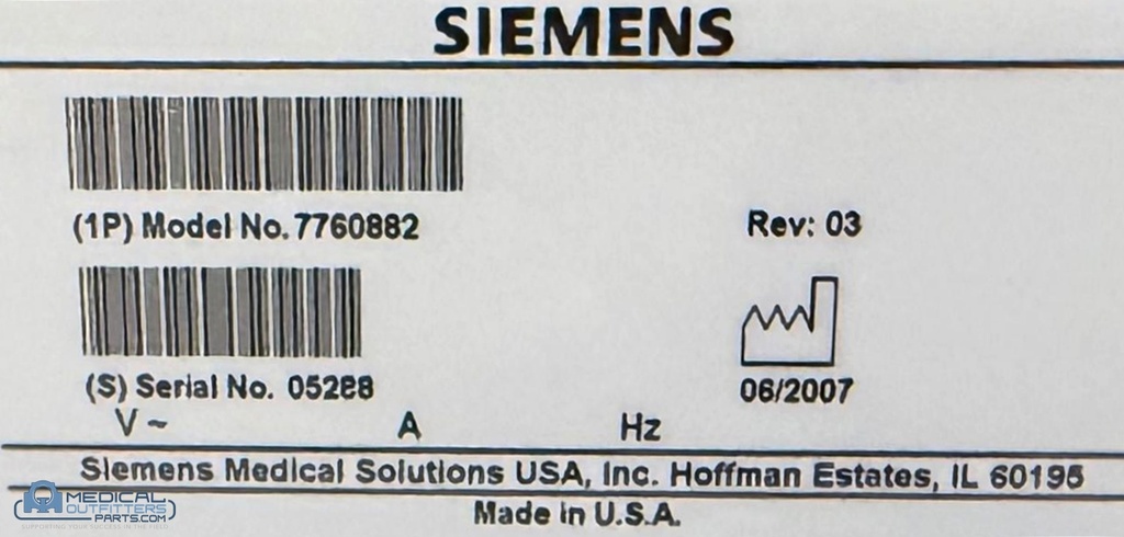 Siemens E-CAM 5G Collimator Cart, PN 7760882