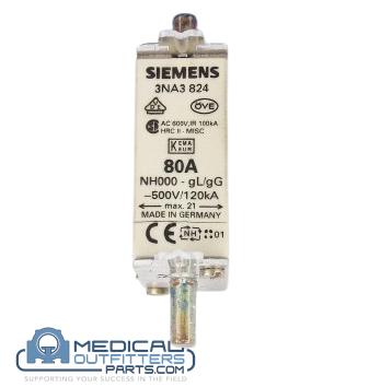 Siemens Sensation NH Fuse 80A, 500V, car.gG BG000, PN 3078557 