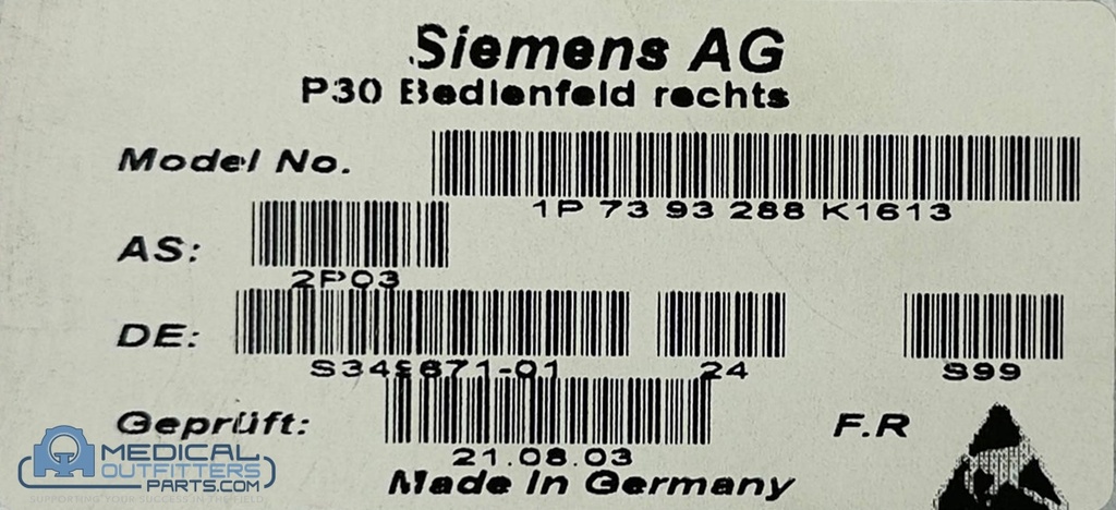 Siemens CT Sensation Keyboard front right Cover, PN 7393288