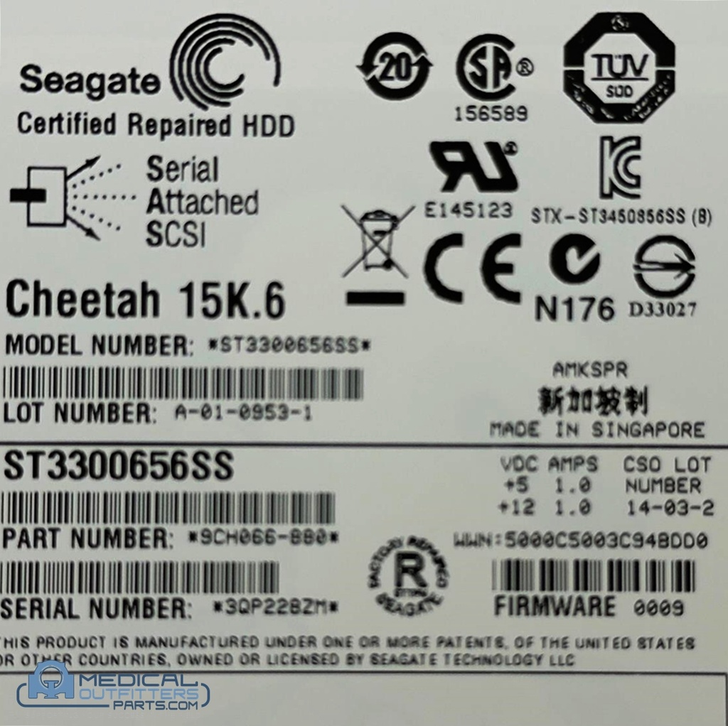Seagate Cheetah 15K.6 300GB ST3300656SS ST3300657SS, 3.0Gbps Serial SCSI / SAS Hard Drive - Factory Refurbished, PN ST3300656SS