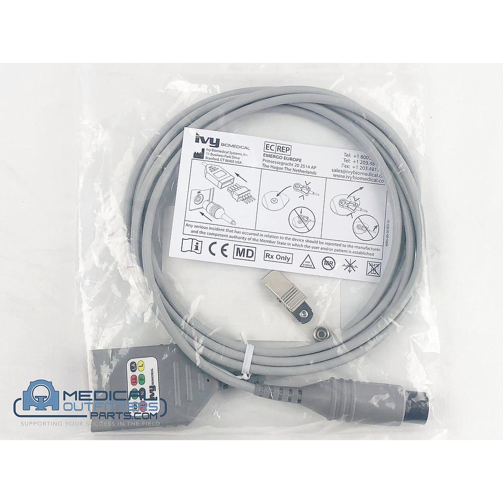 Ivy Biomedical 7000 Series ECG Patient Cable, LN, 4 LEAD, AHA, 10', PN 590478
