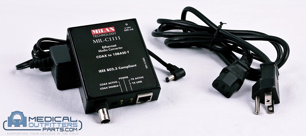 Milan TECH. MIL-C1111 Ethernet Media Converter 200mA 100/240 VAC 5VDC, PN 95006552