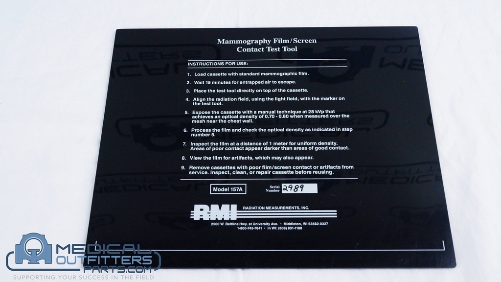 RMI Mammography Film Screen Contact Test Tool, PN 157A