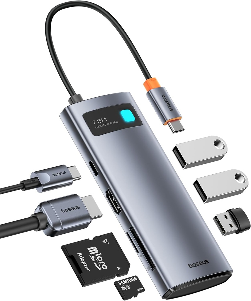 Baseus USB C Hub, 4K@60Hz HDMI USB C Docking Station