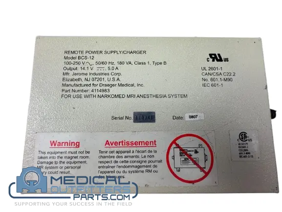 Siemens MRI Skyra 3.0T Remote Power Supply/Charger, PN 4114983, BCS-12