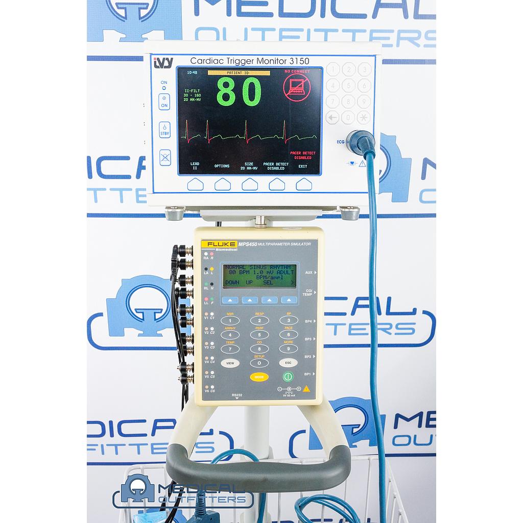 IVY 3150 Cardiac Trigger Monitor with Cart/Basket (ECG Test), PN 453567976141