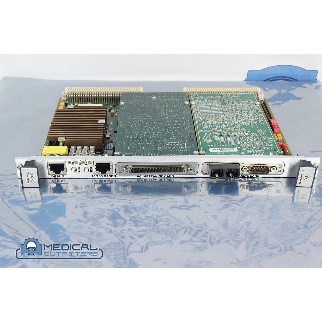 GE CT Lightspeed 16 Slice MVME Controller Board with Fiber Optic Board and 68 SCSI Pin PCI Mezzanine Card, PN 2119632