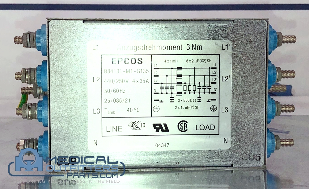 Siemens CT Sensation Noise Filter, 440V, 50/60Hz, 4x35A, PN 4669677, B84131-M1-G135