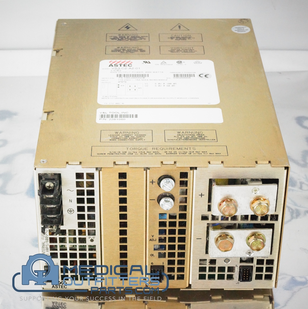 GE Xeleris 2ND NIC Astec VS Series Power Supply, 2000W, 115-230V, 15A, 50/60/400Hz, PN 2281969, 73-190-0955CE