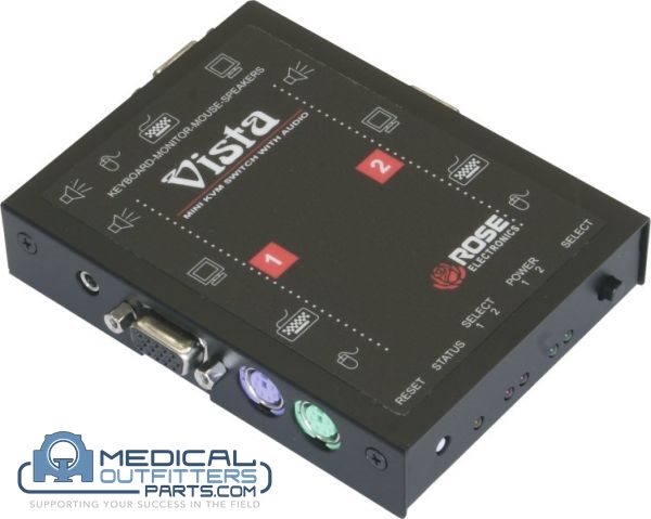 Rose Electronics KVM Switch Vista-Mini 2 Port, PS/2 w/Audio, PN KVT-2PC
