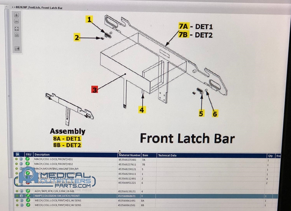 Philips BrightView NMPT, Collision SW Latch Front, PN 453560060671