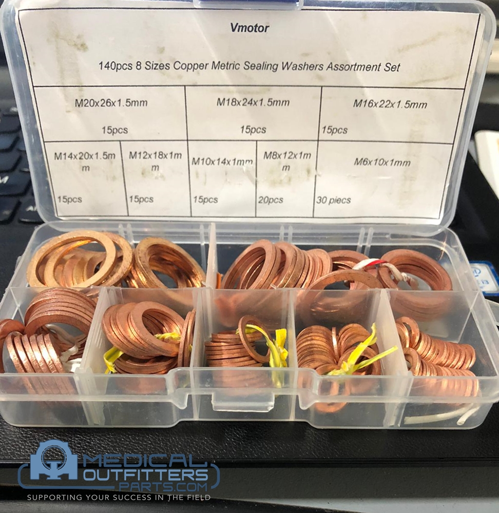 Vmotor 140pcs 8 Sizes Copper Metric Sealing Washers Assortment Set